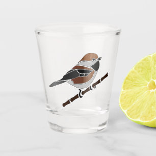 Vaso De Chupito Pájaro de pollo boreal ilustrado