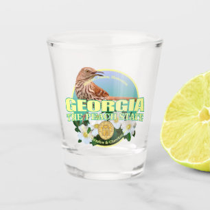 Vaso De Chupito Pájaro y flor de estado de Georgia