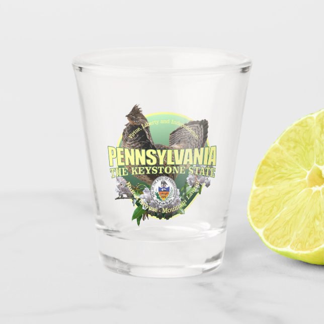 Vaso De Chupito Pájaro y flor del estado de Pennsylvania (Anverso)