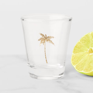 Vaso De Chupito Palm Tree Purpurina Tropical Oro