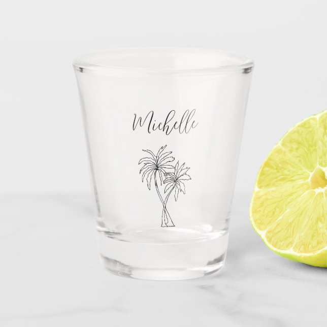 Vaso De Chupito Palm Trees Tropicales Simple Botánico Personalizad (Anverso)