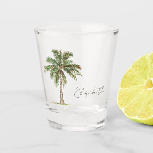 Vaso De Chupito Palmera Costera Personalizada (Anverso)