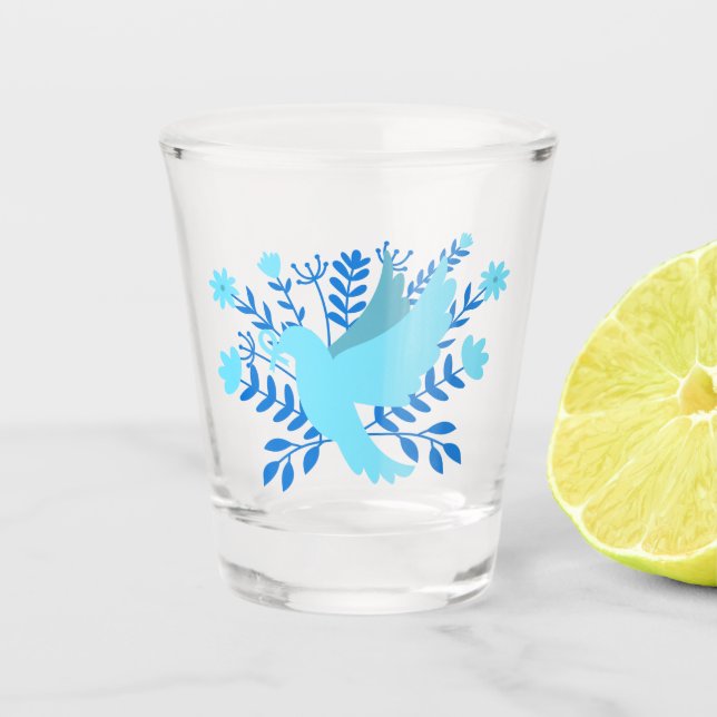Vaso De Chupito Paloma azul de la paz (Anverso)