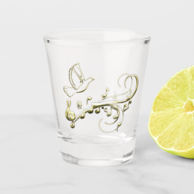 Vaso De Chupito Paloma dorada (Anverso)