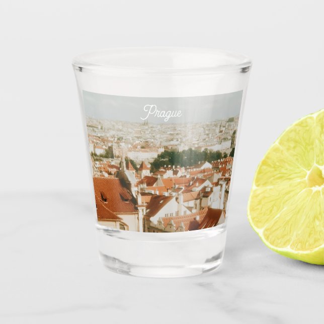 Vaso De Chupito Panorama de la ciudad de Praga como recuerdo (Anverso)