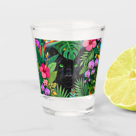 Vaso De Chupito Pantera Negra Flores de la Jungla y Follaje Tropic