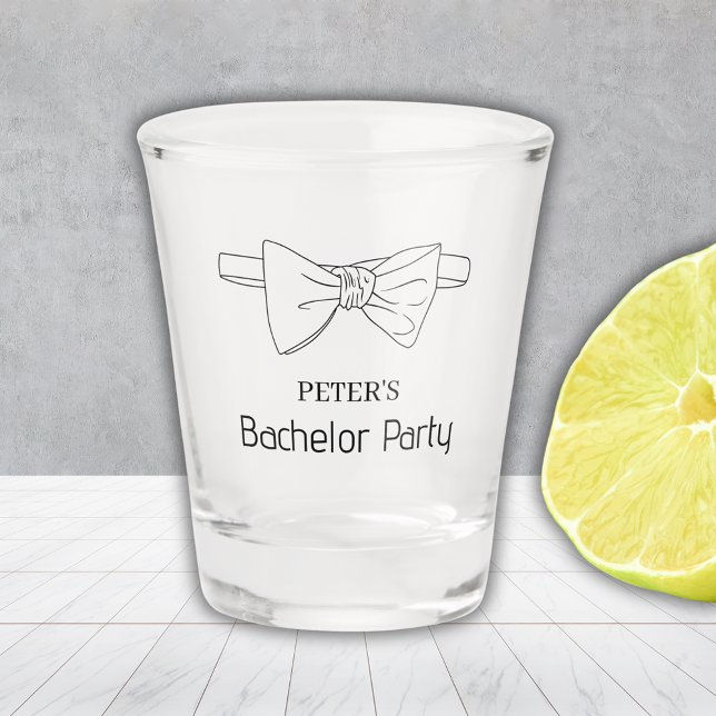 Vaso De Chupito Pañuelo de Corbata Personalizado para Despedida de (Custom Bow Tie Bachelor Party Shot Glass)