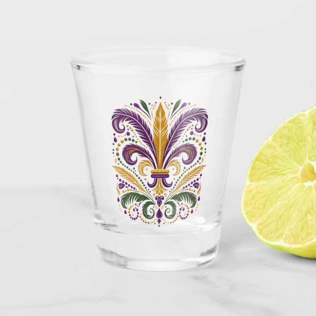 Vaso De Chupito Pañuelos de lis amarillo, violeta verde (Anverso)