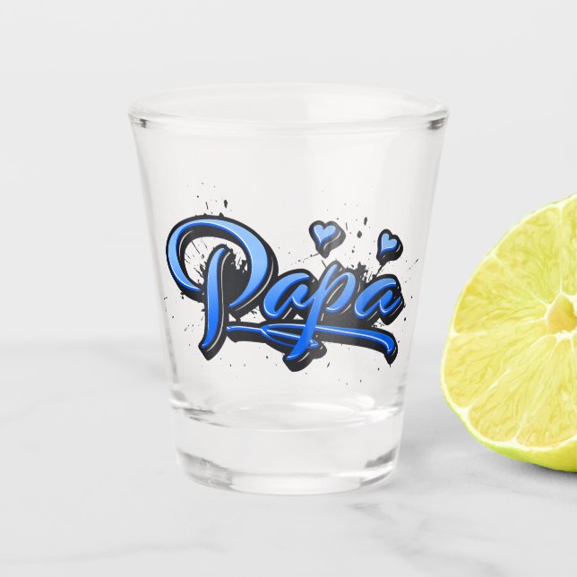 Vaso De Chupito Papa blue Heart Graffiti Schnapsglas Glas (Anverso)