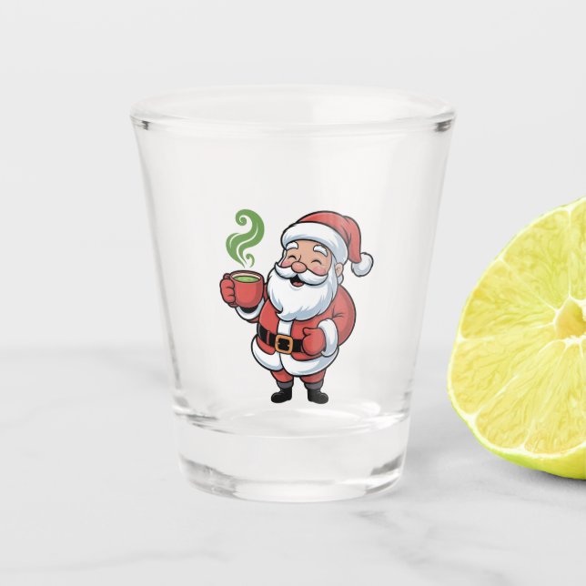 Vaso De Chupito Papá Noel bebiendo una Navidad Matcha (Anverso)