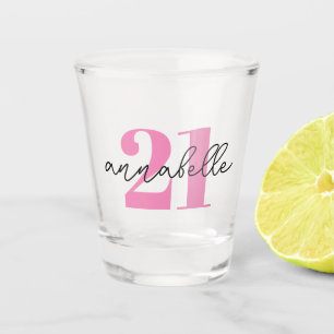 Vaso de chupito para cumpleaños 21 con nombre