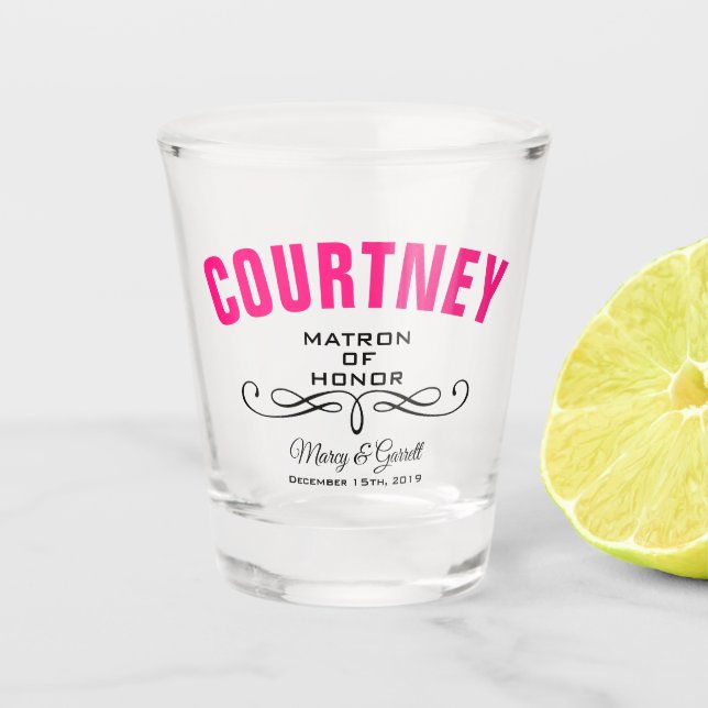 Vaso de chupito para dama de honor en boda (Anverso)