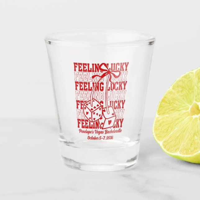 Vaso de chupito para despedida de soltera Lucky in (Anverso)