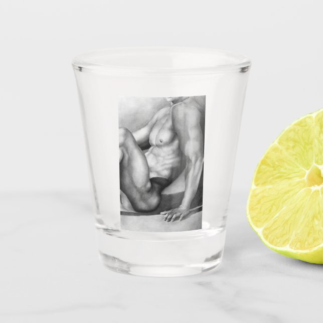 Vaso De Chupito Para él, modelo artístico masculino-desnudo (Anverso)