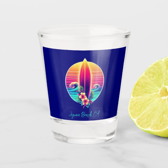 Vaso De Chupito Paraíso de Surfboard Sunset (Anverso)