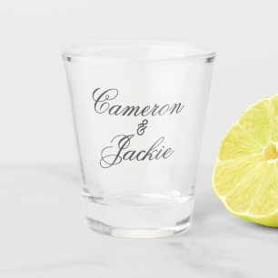 Vaso De Chupito Pareja de boda elegante nombre simple caligrafía e
