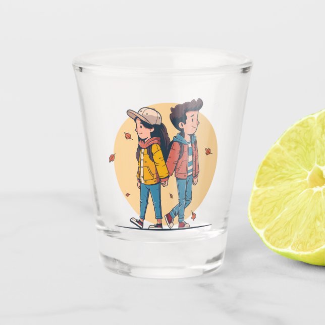 Vaso De Chupito Pareja de manos cogiendo la mano caminando juntos  (Anverso)