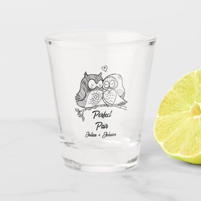 Vaso De Chupito pareja de pareja perfecta personalizado (Anverso)