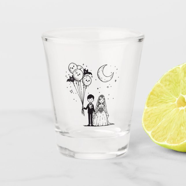 Vaso De Chupito Pareja pequeña y fantasmal (Anverso)