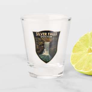 Vaso De Chupito Parque Estatal Silver Falls Oregon Watercolor Vint