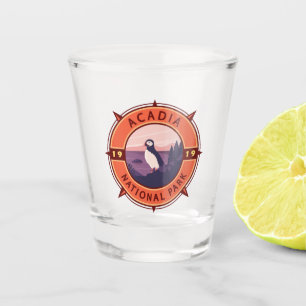 Vaso De Chupito Parque nacional Acadia Emblema de brújula retro Pu