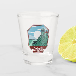 Vaso De Chupito Parque nacional Acadia faro Maine Emblem retro