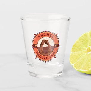 Vaso De Chupito Parque nacional Arches Compass Retro Emblem