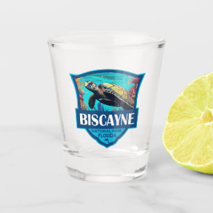 Vaso De Chupito Parque nacional Biscayne Turtle Ilustracion Retro