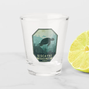 Vaso De Chupito Parque nacional Biscayne Turtle Retro Emblem