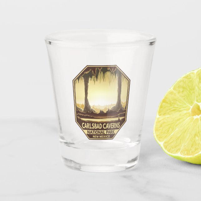 Vaso De Chupito Parque nacional Cavernas Carlsbad Emblem Retro (Anverso)