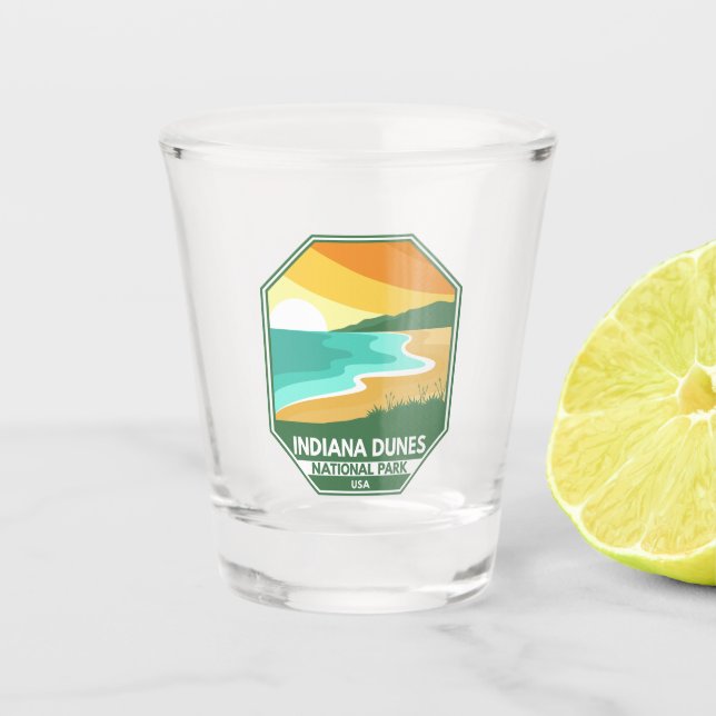 Vaso De Chupito Parque nacional Dunas de Indiana Emblema mínimo re (Anverso)