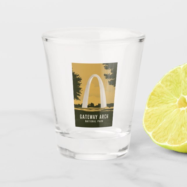 Vaso De Chupito Parque nacional Gateway Arch Retro Travel Art (Anverso)