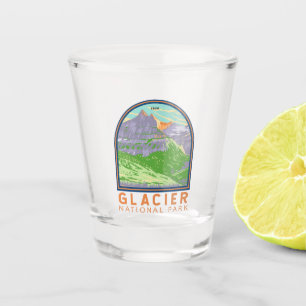 Vaso De Chupito Parque Nacional Glaciar En La Vintage De Spring Mo