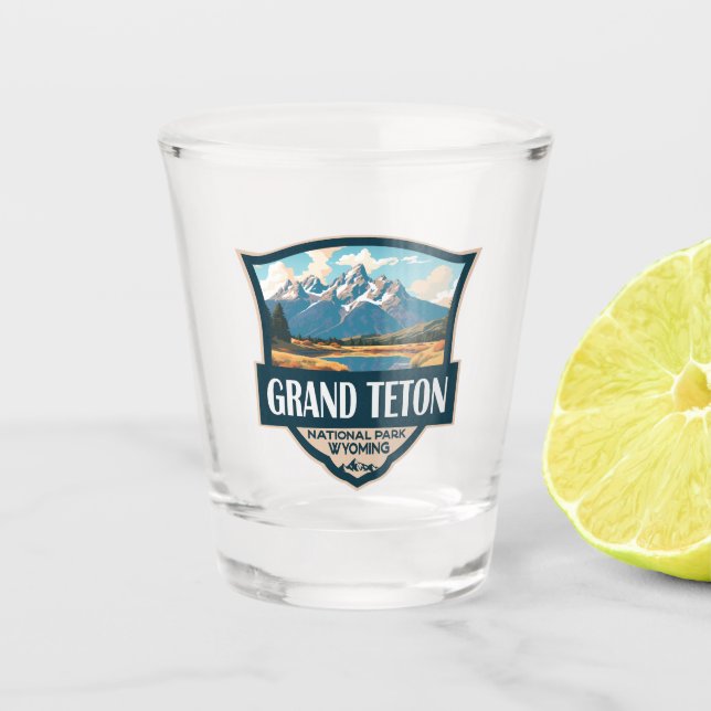 Vaso De Chupito Parque nacional Gran Teton Ilustracion Retro (Anverso)