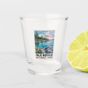 Vaso De Chupito Parque nacional Isle Royale Watercolor Vintage Art