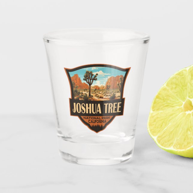 Vaso De Chupito Parque nacional Joshua Tree Ilustracion Retro (Anverso)