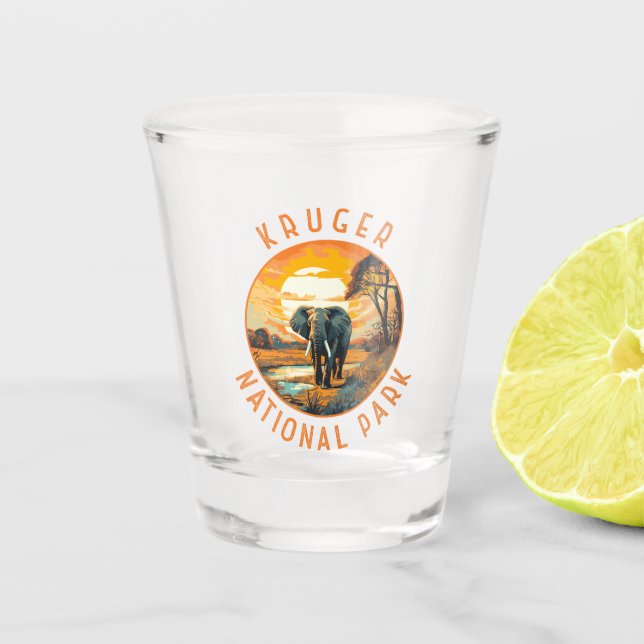Vaso De Chupito Parque nacional Kruger Retro de Elefantes de Sudáf (Anverso)