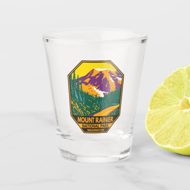 Vaso De Chupito Parque nacional Monte Rainier Retro de Washington (Anverso)