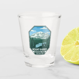 Vaso De Chupito Parque nacional Mount Rainier Emblema mínimo retro