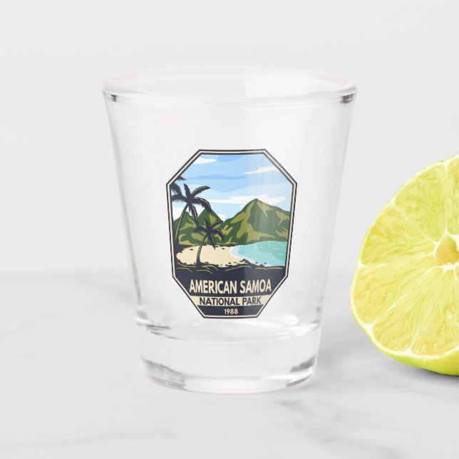 Vaso De Chupito Parque nacional Retro Emblem de Samoa Americana (Anverso)