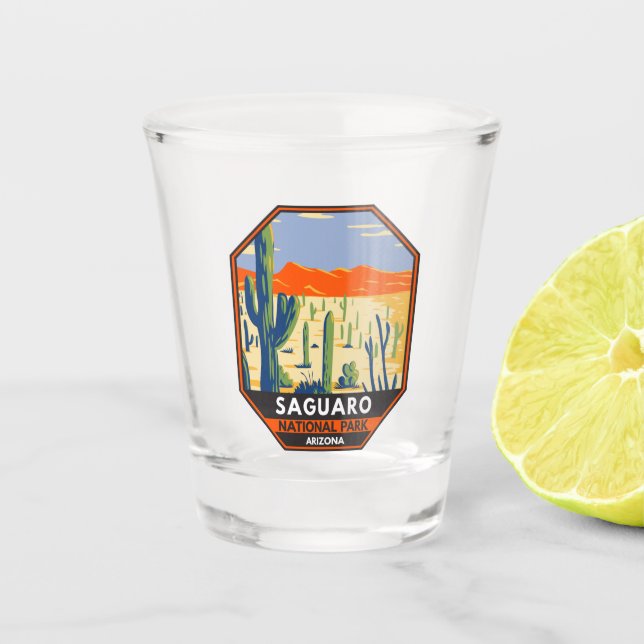 Vaso De Chupito Parque nacional Saguaro Arizona Giant Cactus Vinta (Anverso)