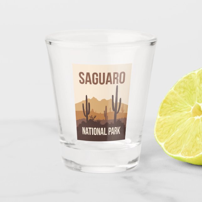 Vaso De Chupito Parque nacional Saguaro Arte de viajes mínimo (Anverso)