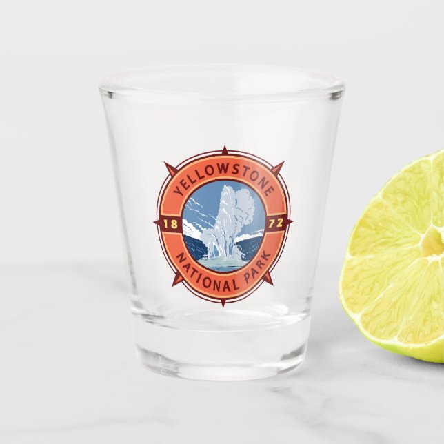 Vaso De Chupito Parque nacional Yellowstone Compass Retro Emblem (Anverso)