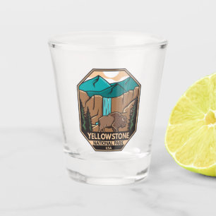 Vaso De Chupito Parque nacional Yellowstone Minimal Bison Retro