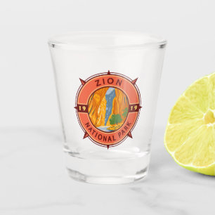 Vaso De Chupito Parque nacional Zion Compass Retro Emblem