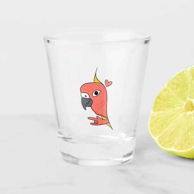 Vaso De Chupito Parrot ASL I Love You - Diseño de Cultura Sorda (Anverso)