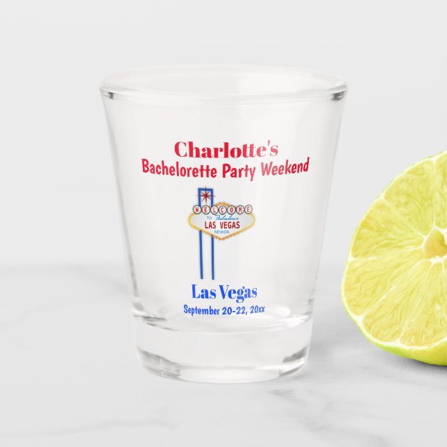 Vaso De Chupito Partido Bachelorette de Las Vegas favorece viaje d (Anverso)