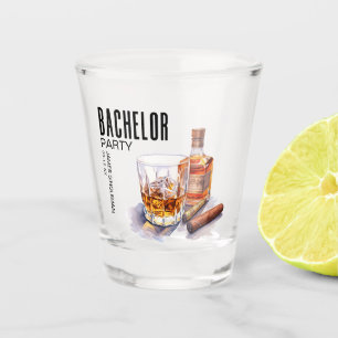 Vaso De Chupito Partido Bourbon y Cigar Bachelor