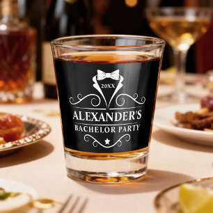 Vaso De Chupito Partido del bachiller Tuxedo Tie Negro