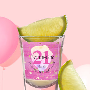 Vaso De Chupito Partido del Cumpleaños del Rosa de Bonito Rosado